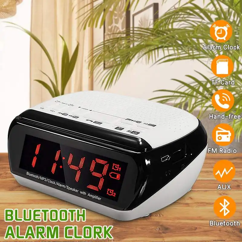 

Multifunction Mirror LED Time Digital Alarm Clock bluetooth Wireless Speaker Mic LCD Alarm Clock TF FM Radio MP3 Music Player