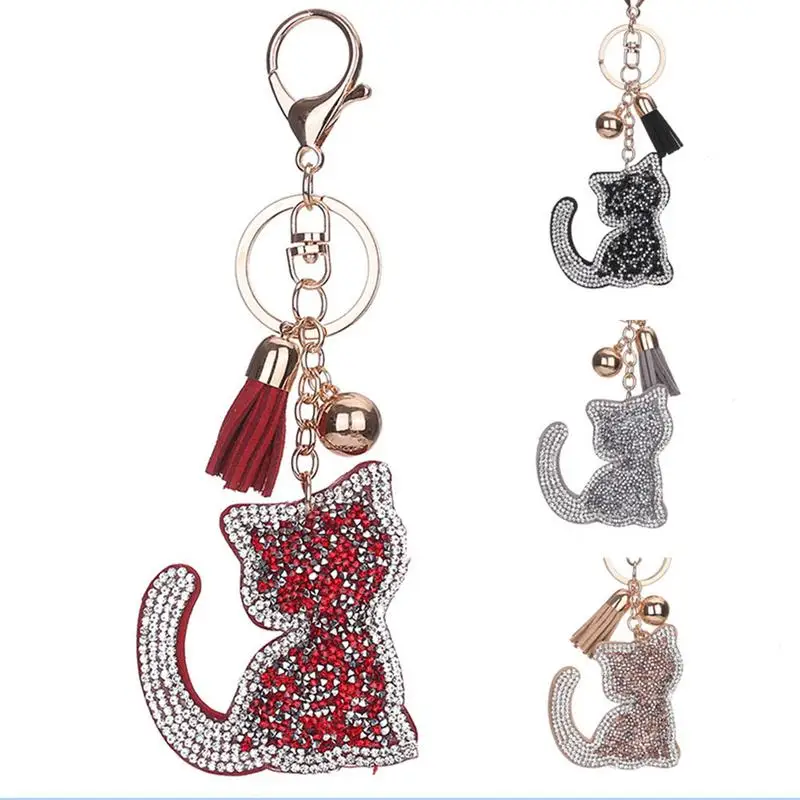 

Cute cat and cat keychain with two-tone diamond for Women Llavero Chaveros Charms Car Bag Accessories Key Chain