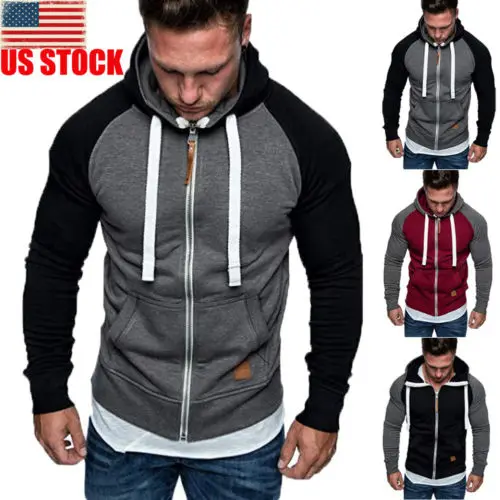Mens Fleece Hoodie Jacket Sweater For Layering Warm Lounge Full Zip Up S-XXL