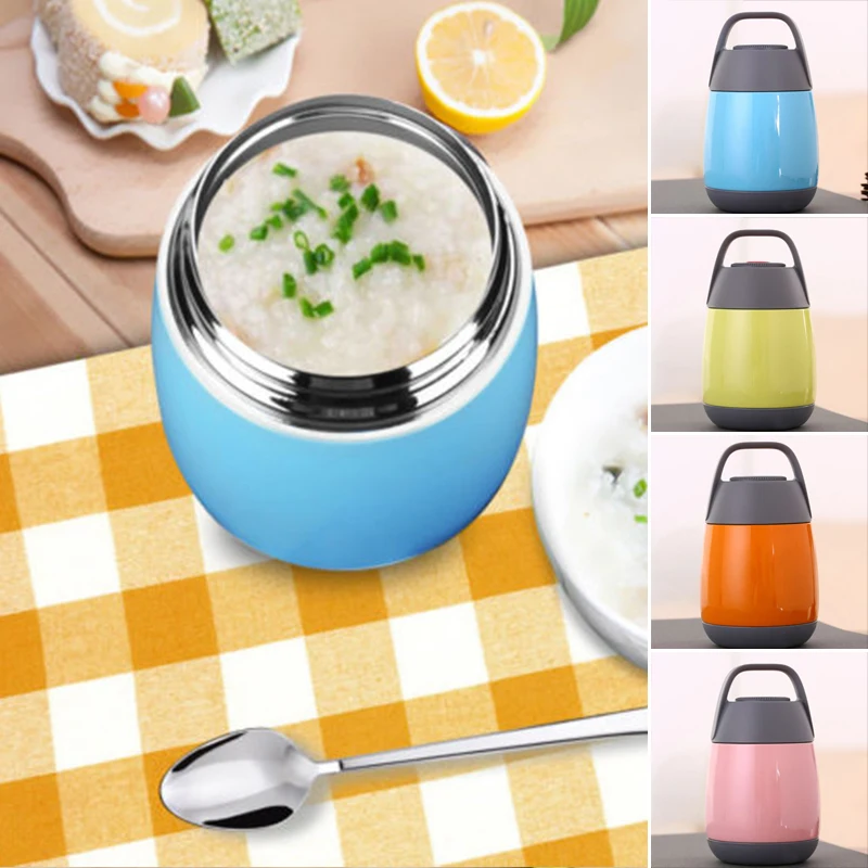 

500ml Stainless Steel Vacuum Thermos Box Insulated Food Soup Container Jar Flask Pink/Blue/Green/Orange Thermos Box