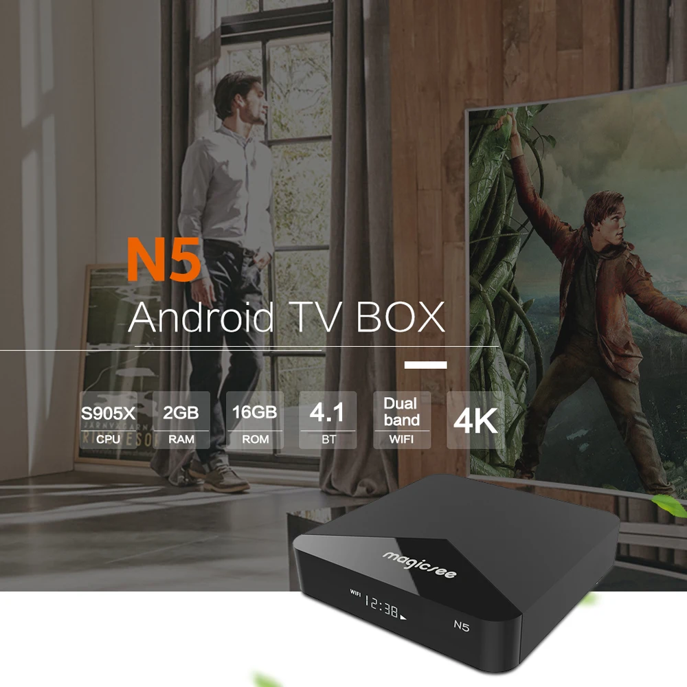 Magicsee N5 Android 7.1.2 TV Box 2GB / 16GB Amlogic S905X Quad core 4K 2 4G/5G Dual Band WiFi H.265 LED BT4.1 HD