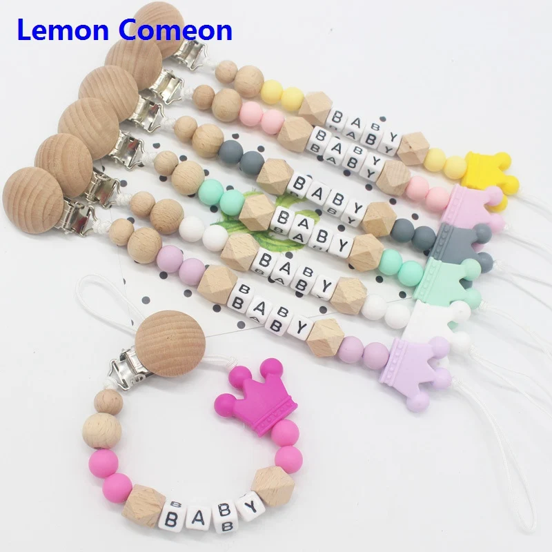 

Lemon comeon 1PC Silicone Baby Pacifier Clip DIY Personalised Name BPA Free Teething Toy Pacifier Chain Chew Toy Dummy Clips