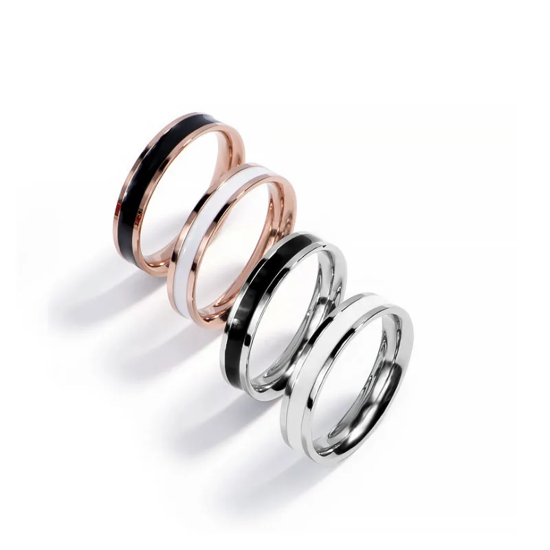Модное кольцо из нержавеющей стали в Корейском стиле, кольцо с эмалью для влюбленных, обручальное кольцо anillos mujer