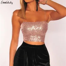 Летние сексуальные женские Топики, модные Клубные Женские топы с блестками, тонкие топы с бретельками