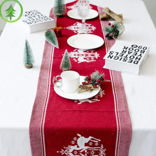 

Christmas Holiday Decorative Linen Table Runners Mat For Home Dining Table Tea A