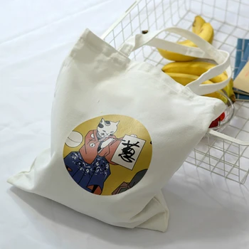 Women's Canvas Bag Cartoon Cat Cloth Shopping Bags Female Large Capacity Shoulder Tote Bag Eco Reusable Shopper Ladies Handbags 1