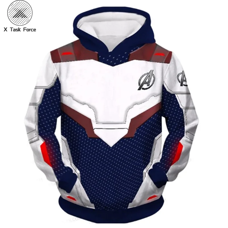 Avengers Endgame Cosplay Quantum Realm Costumes Sweatshirt Hoodie Jacket Captain Marvel Tech Hooded Superhero X Task Force S-6XL