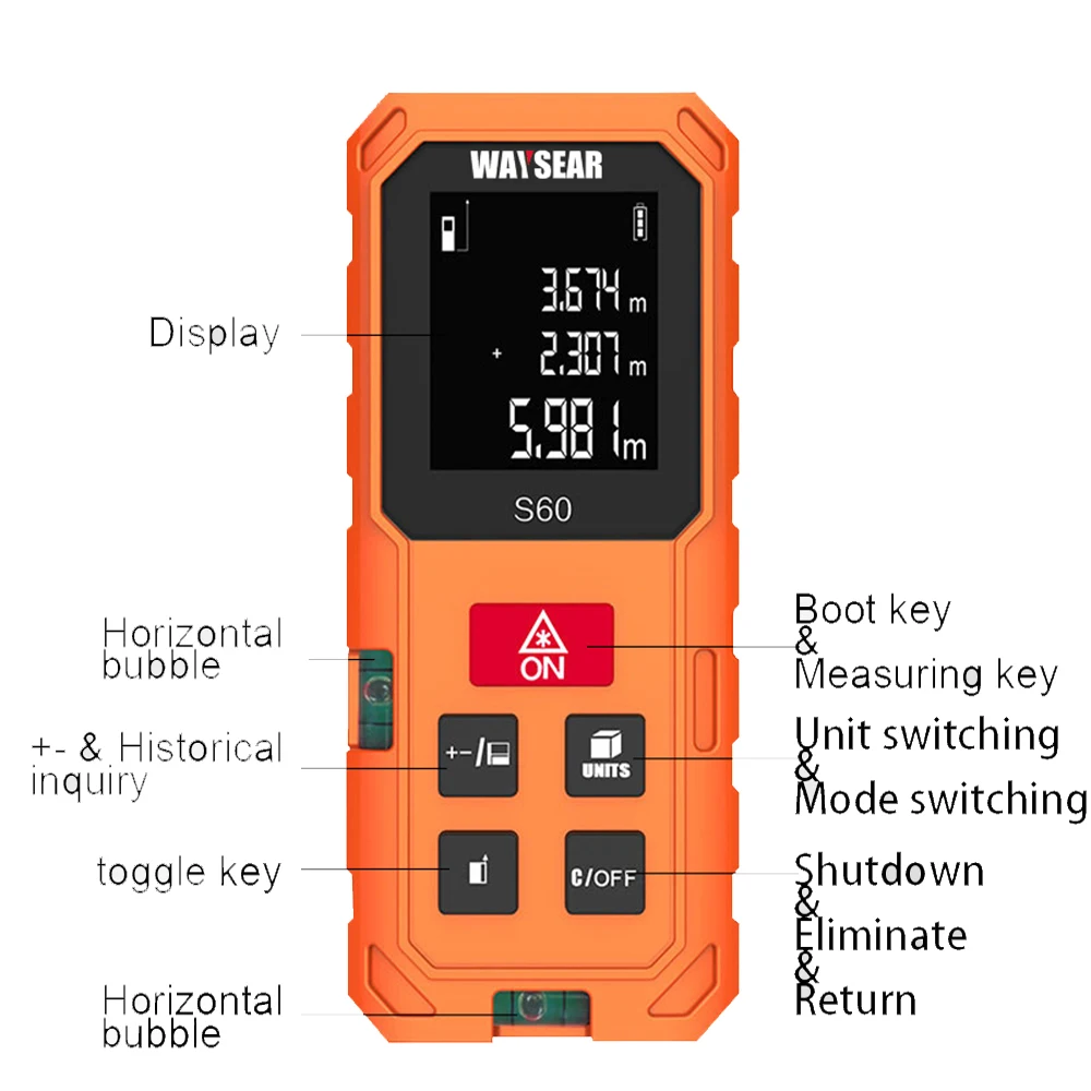 WAYSEAR laser distance meter 40M 60M 80M 100M rangefinder trena laser tape range finder build measure device ruler test tool WAYSEAR laser distance meter 40M 60M 80M 100M rangefinder trena laser tape range finder build measure device ruler test tool