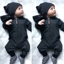 

Pudcoco 2018 Winter Kids Baby Boy Warm Infant Romper Jumpsuit Cotton Solid Long Sleeve Hooded Clothes Sweater Outfit 0-24M