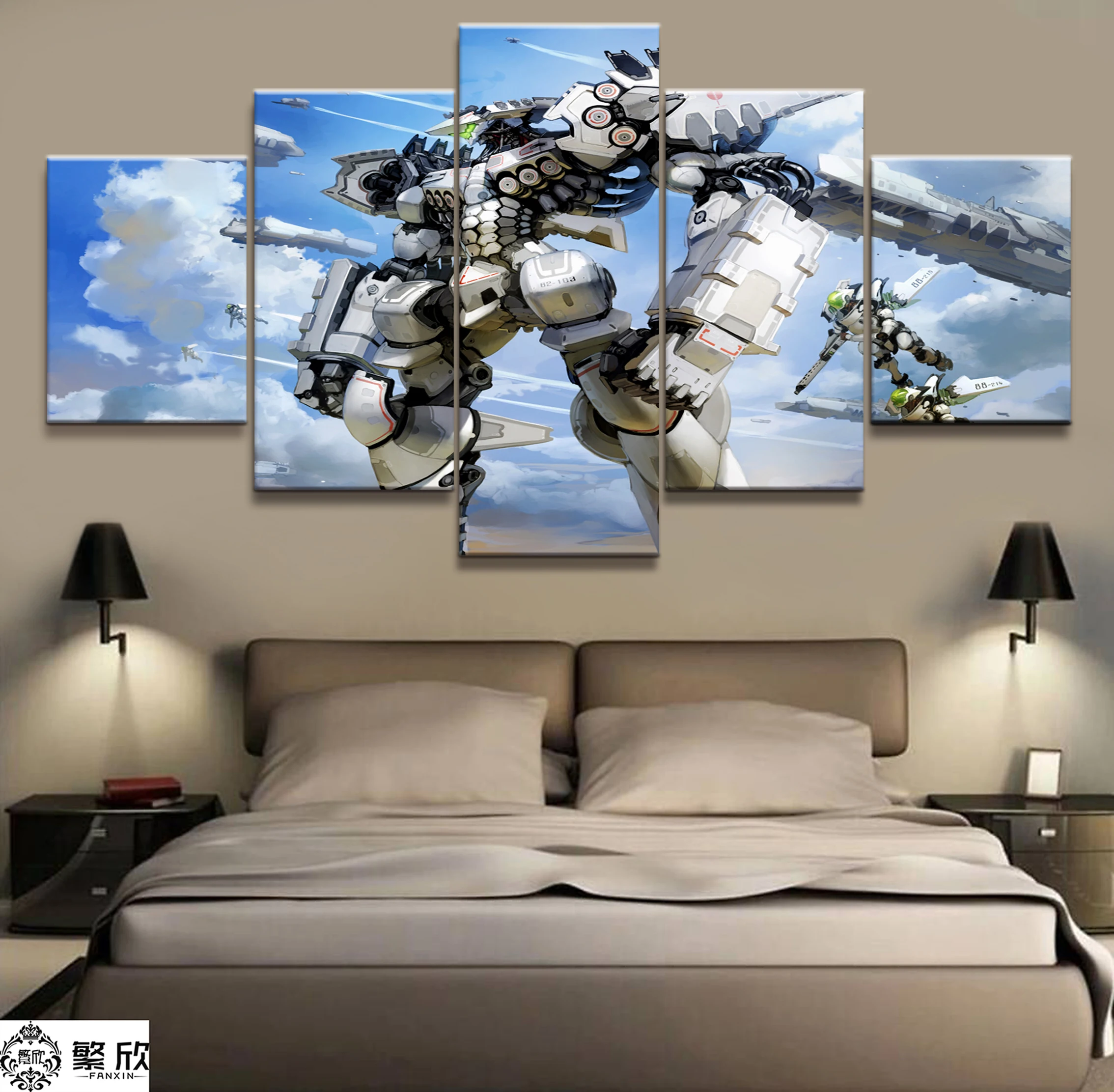 

Wall Art Painting Pictures Canvas Printed Anime Modular Poster 5 Panel Gundam Home Decor For Living Room Modern Cuadros Artwork