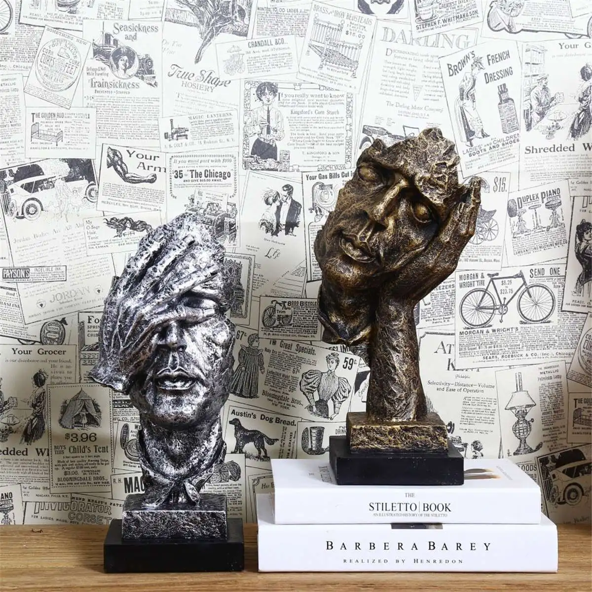 

Modern Art Resin Statues Abstract Sculpture Figurine Ornaments Silence Gold Office Home Decor Figurines & Miniatures Craft