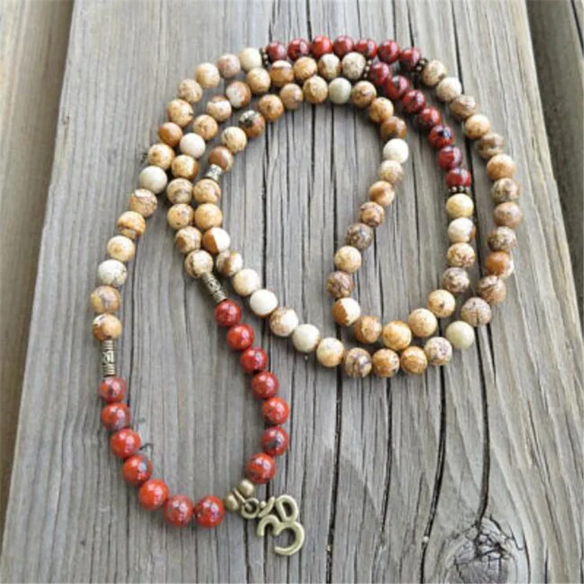 #*Cheap 6mm Picture stone red Bracelet natural Reiki energy Fancy Wristband Nepal malaFancy malanatural malaenergy malachain