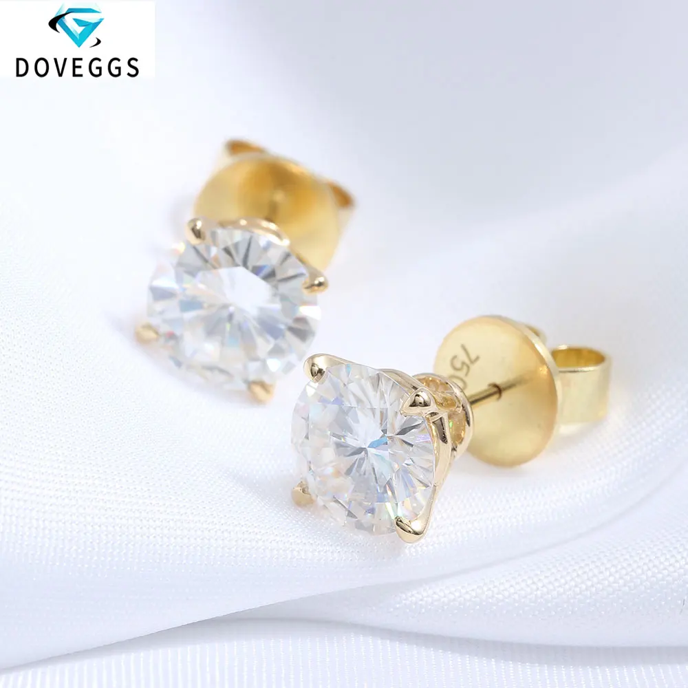 

Genuine18K 750 Yellow Gold Push Back 6 Carat ct F Color Test Positive Lab Grown Moissanite Diamond 4 Prongs Earrings For Women