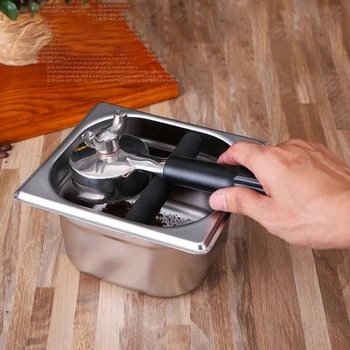 

Durable Coffee Supplies Practical Stainless Steel Deep Design Home Use Container Tray Kitchen Tool Portable Bin Coffee Knock Box
