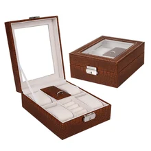 Часы коробка для хранения ювелирных изделий Органайзер чехол Кольцо Серьги Ожерелье Кожа