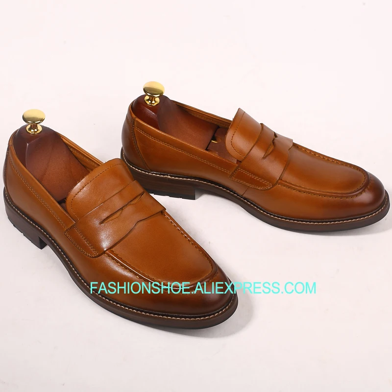 

New Genuine leather Formal Suit Dress Shoes Vintage Style Fashion Driving Loafers for men