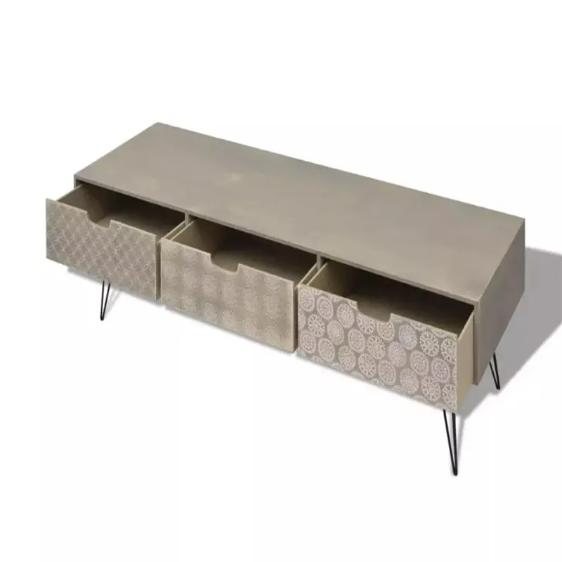 VidaXL التلفزيون مجلس الوزراء مع 3 أدراج 120x40x36 Cm رمادي يمكن استخدامها بمثابة طاولة جانبية ايفي مجلس الوزراء دولاب مجلس منخفضة