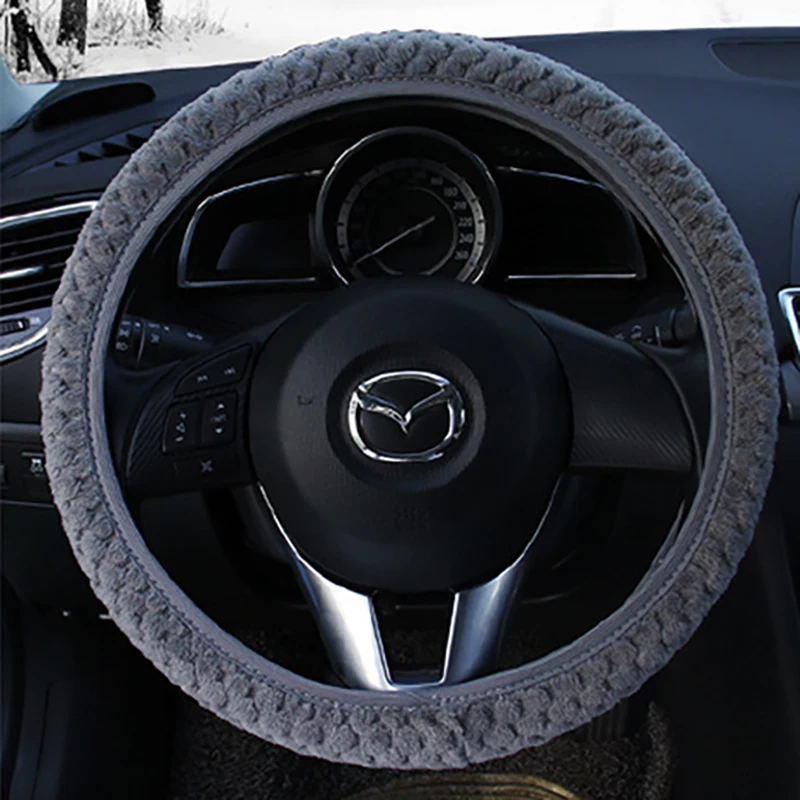 

Universal Soft Warm Plush Covers Car Steering Wheel Cover Pearl Velvet Auto Decoration Winter Car-styling