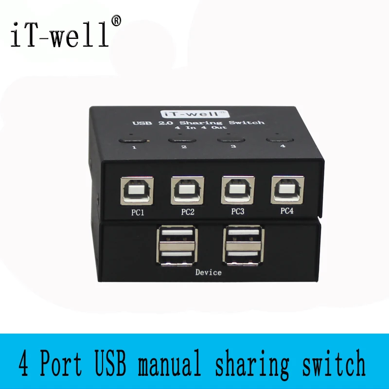 IT well USB ручной коммутатор для совместного использования переключатели квм 4 порта