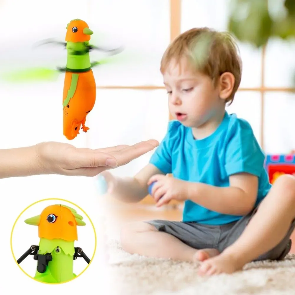 

Induction Bird Helicopter Aircraft Creative USB Flying Bird With Music Sound Funny Quadrupter Drones Toys For Kids Boy
