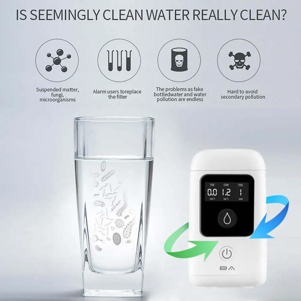 

3-in-1 TDS TOC COD Water Quality Detector Electric Meter Tester DC5V 1A USB Charging Water Detective