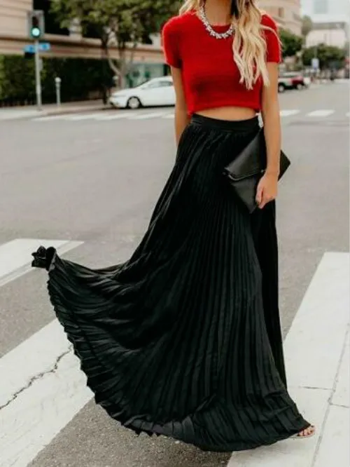 

Women Chiffon Pleated Skirt