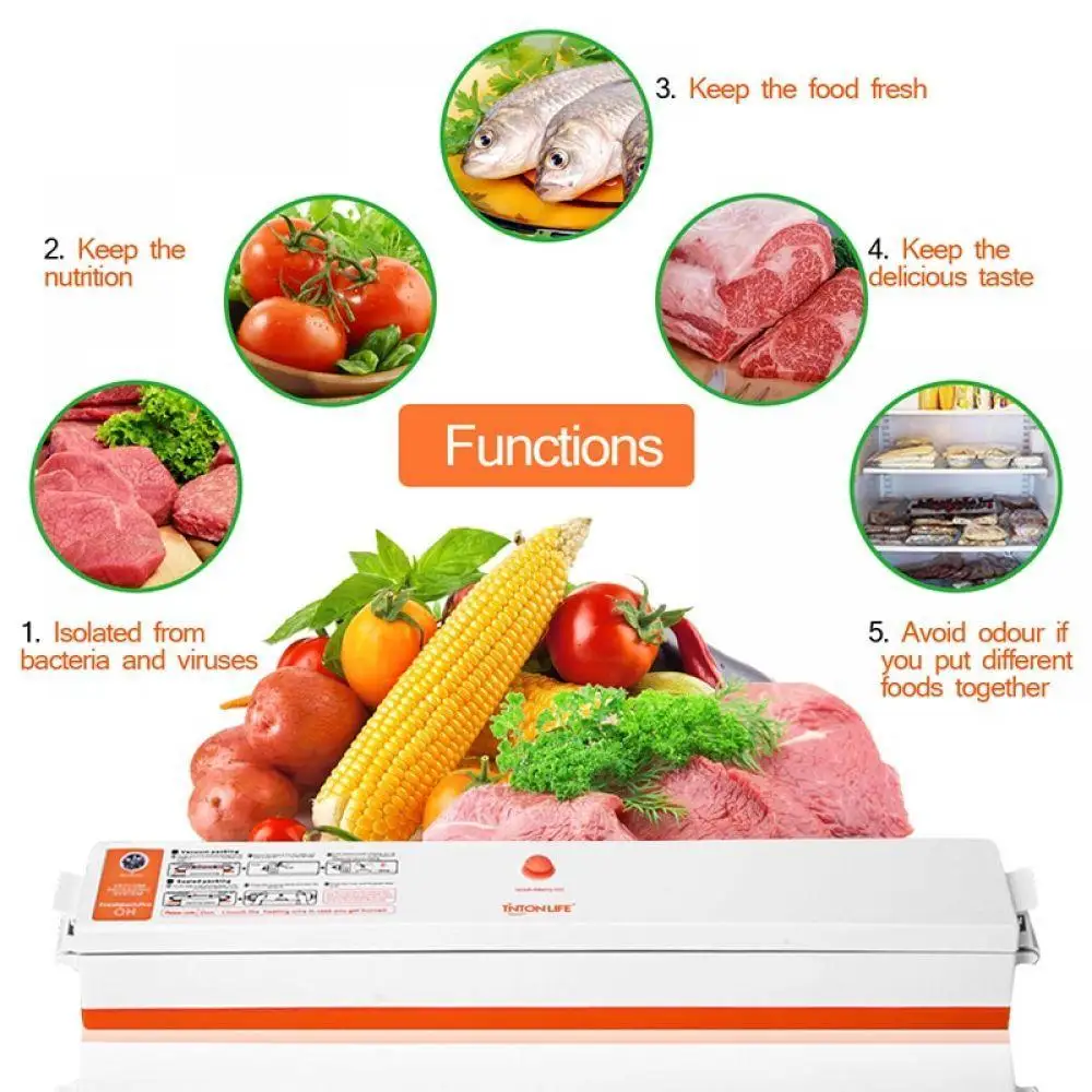 

220V/110V Household Food Vacuum Sealer Packaging Machine Film Sealer Vacuum Packer Including 15Pcs Bags