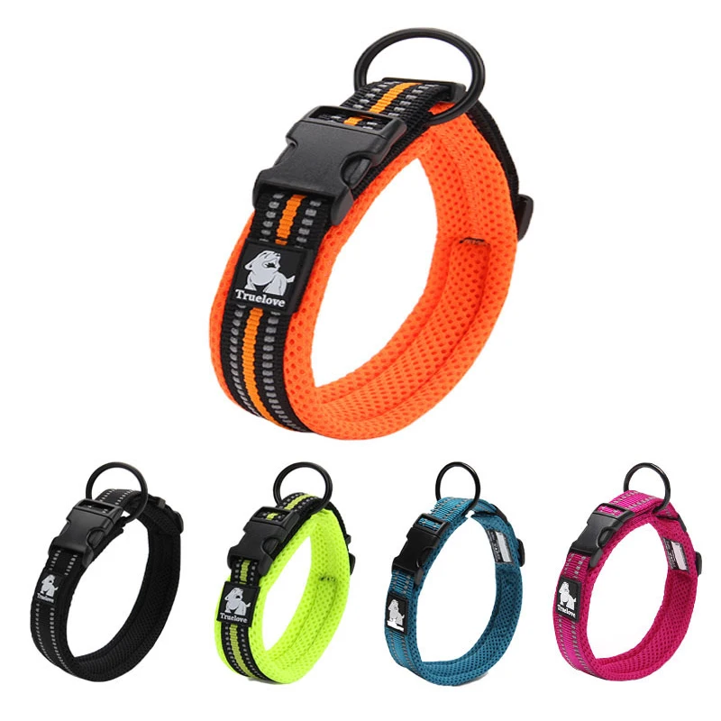 

Truelove Adjustable Nylon Dog Collars Mesh Padded 3M Reflective Collar For Dog Training Outdoor Comfortable Dog Necklace