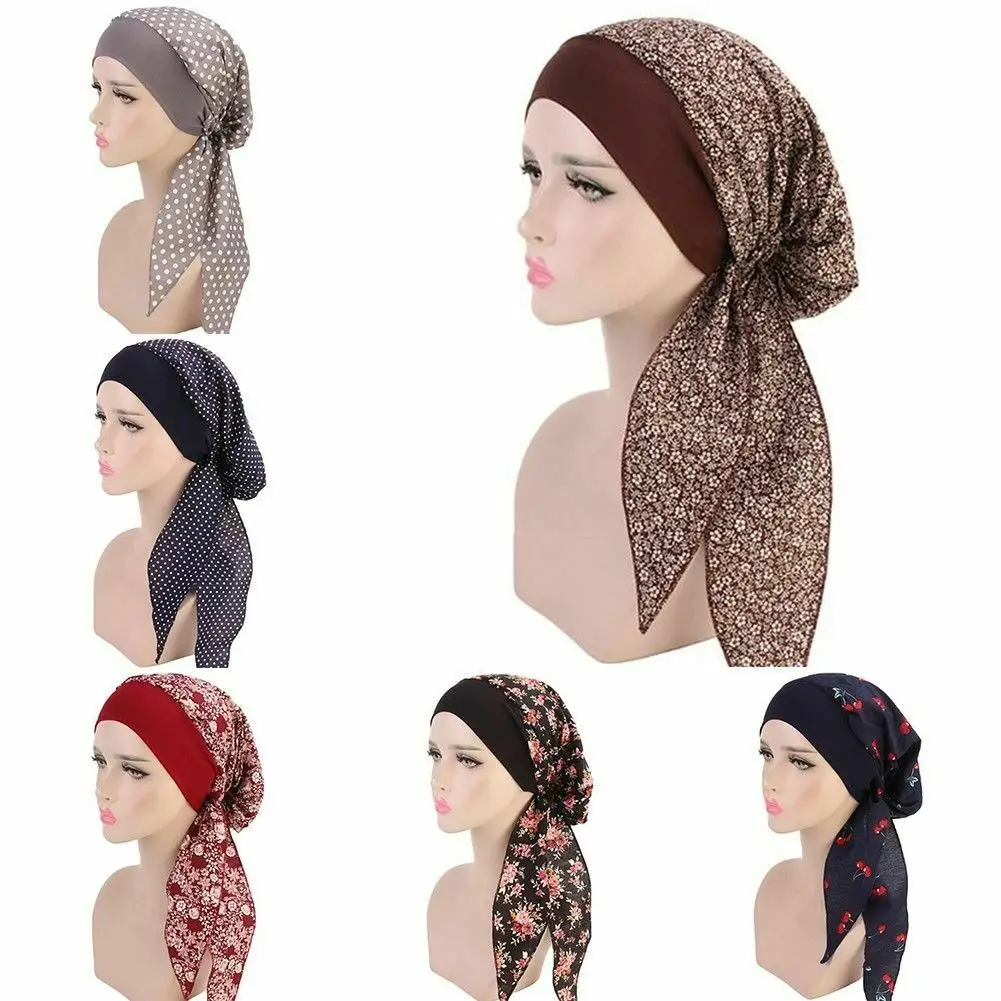 Новая модная женская шапка после химиотерапии с принтом рака, мусульманский головной шарф, тюрбан, головной убор