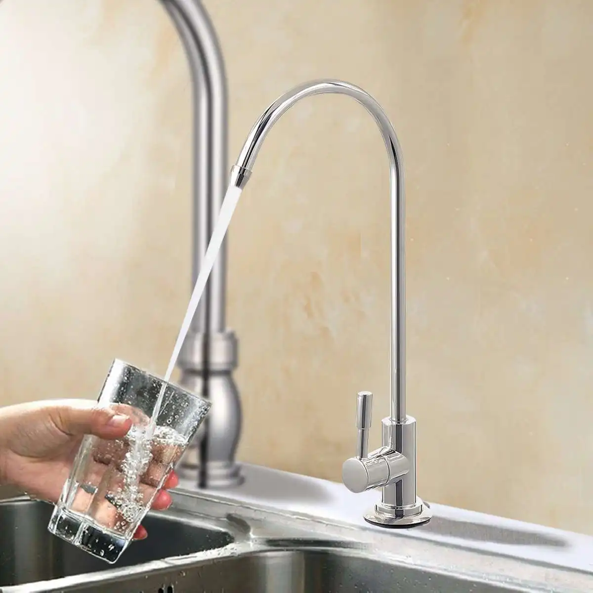 

1/4 Inch Stainless Steel Water Filter Faucet Chrome Plated Water Filters Purifier Parts Direct Drinking Tap for Home Kitchen