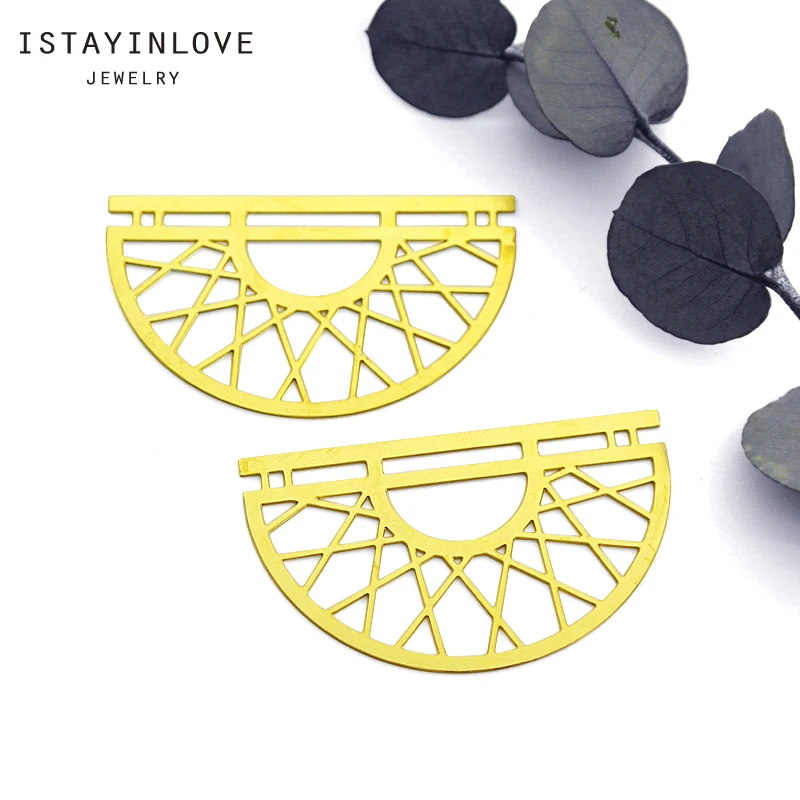 

Handmade Jewelry Making Supplies Pendant Laser Cut Metal Raw Brass Semicircle Charm For DIY Necklace Earrings Brooch RD227 4