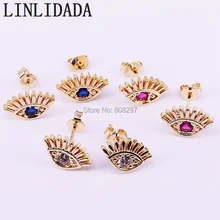 10 пар высокое качество серьги капля воды глаз серьги золото Цвет кубического циркония серьги гвоздики для женщин Девушка ювелирные изделия
