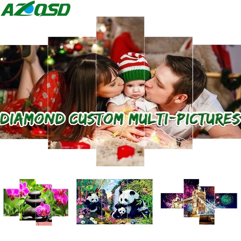 

AZQSD Photo Custom Diamond Painting Multi-picture Combination DIY Make Your Own Photo Diamond Mosaic Full Square Drill Wall Art