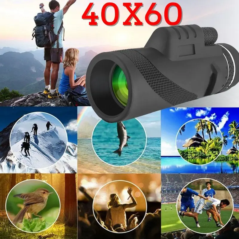 40X60 يوم و ليلة الرؤية ثنائي التركيز HD البصريات التكبير أحادي تلسكوب للماء سوبر واضح ل في الهواء الطلق الصيد