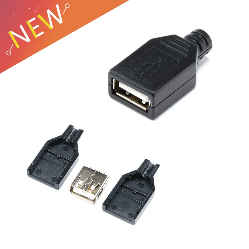 

5pcs Power Connector Female USB 2.0 Connector Type A 4 Pin Plug Socket Connector For DIY Adapter PCB SDA Data Cable Line