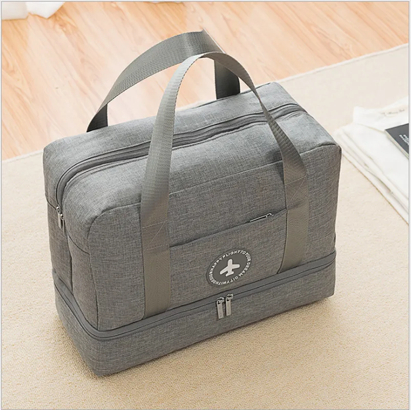 

Men's fashion travel bag fashion gray waterproof clothing dry and wet separation sports gym bag
