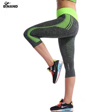 BINAND, женские высокие эластичные Капри, колготки для бега, длина 3/4, штаны для фитнеса, йоги, гимнастики, упражнений, быстросохнущие тянущиеся спортивные брюки