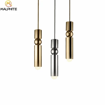 

Modern Golden Cylindrical Indoor Decor Pendant Lights Nordic Living Room Iron Hanging Pendant Lamp Bedroom Lighting Luminaire