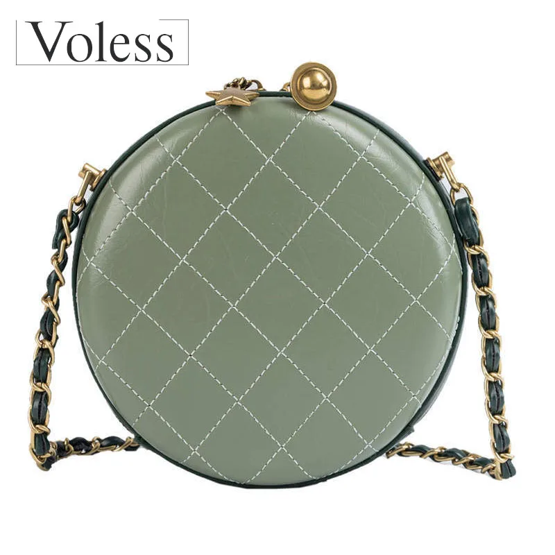 

New Round PU Leather Bag for Women Designer Geometrical Circular Messenger Shoulder Bags High Quality Chain Ladies Mini Handbag