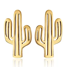 Для женщин Золотой/Серебряный Цвет Нержавеющая сталь Симпатичные серьги-гвоздики с животными для девочек ананас, кактус сережки кошки ювелирные изделия в стиле минимализма