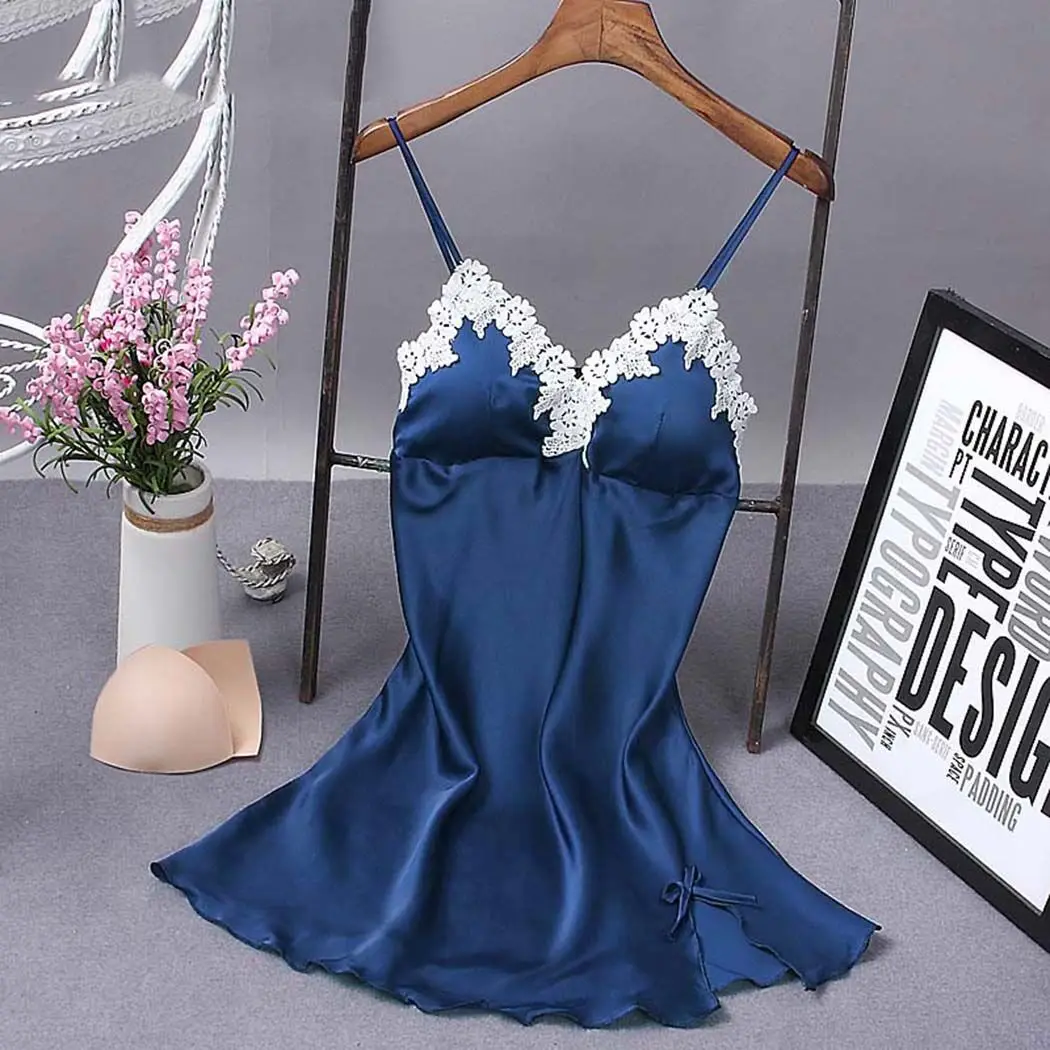 Модное сексуальное женское белье шелковое платье для сна Babydoll кружевное Ночное
