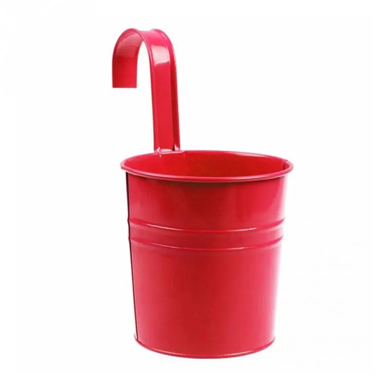 3 Colors wall Hanging Flower Pot with Hook Wall Pots Pail Iron Flower Holder Balcony Garden