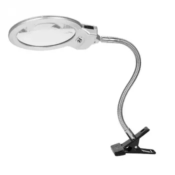 

2.5X Magnifier Desk Lamp Lights Foldable Magnifying Loupe Glasses Lighted Magnifier Desk Tattoo Nail Lamp with Clamp Stand