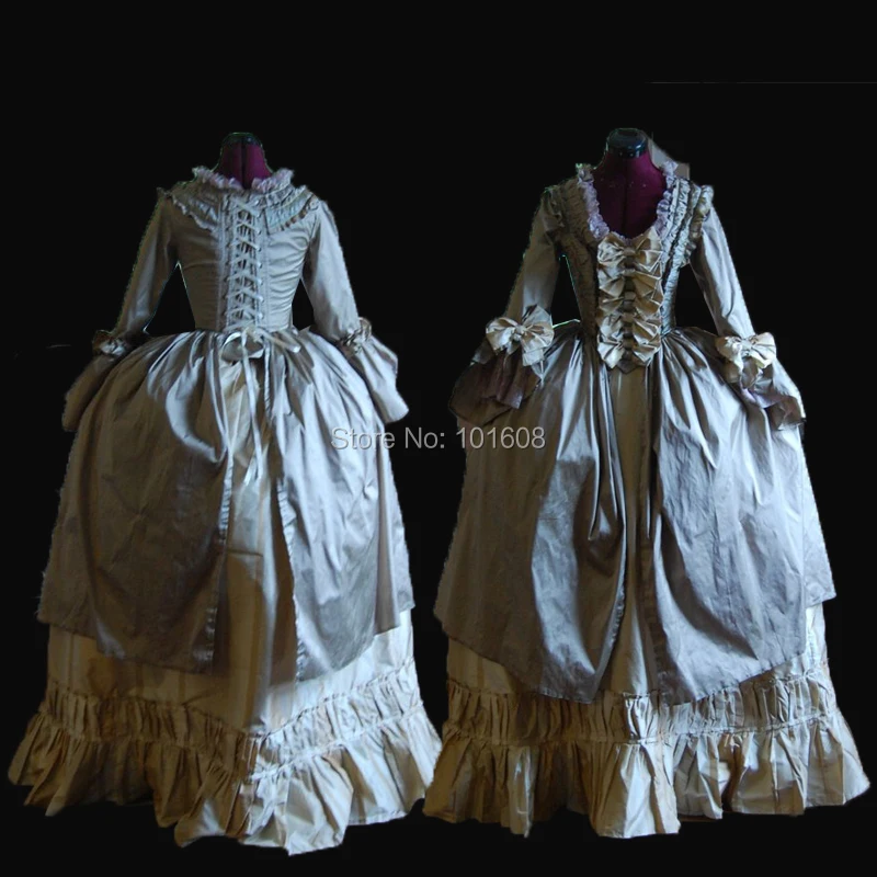 

Tailored!Royal Grey Vintage Costumes Duchess Princess Civil war 18th Court Belle Marie Antoinette DRESS Victorian dresses HL-369