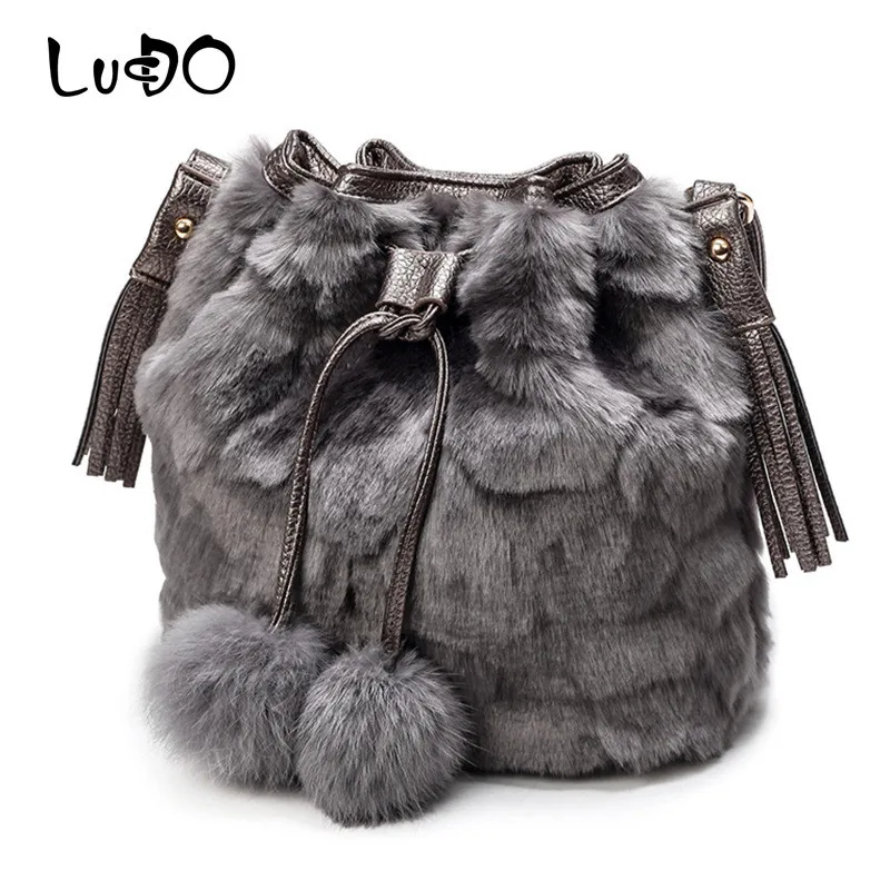  LUCDO Autumn Winter Fashion Women Shoulder Bag Ladies Crossbody Bag Leopard Plush Fur Hairy Female  - 32963166282