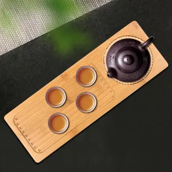 

Portable Rectangular Shape Bamboo Tea Tray Storage Teapot Serving Board Chinese Tea Cup Ceremony Tools Kitchen Tools