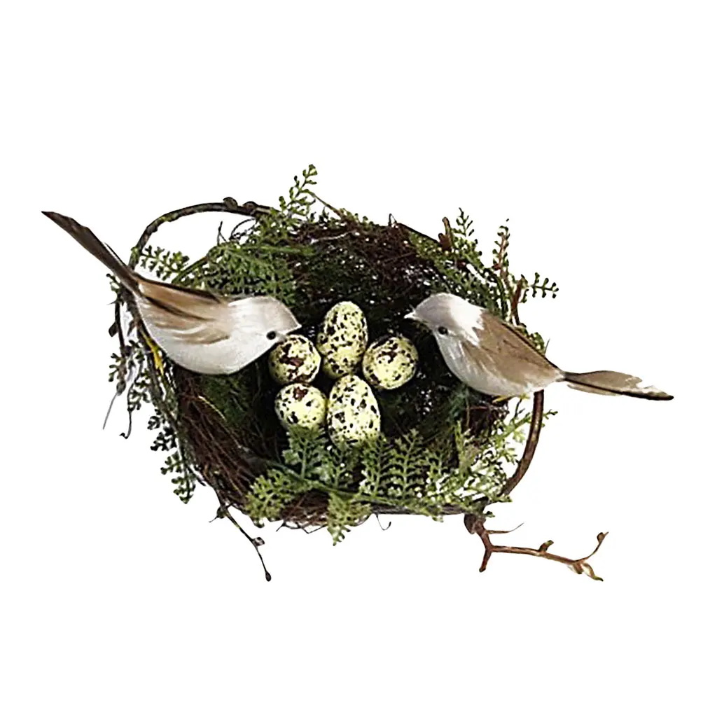 

Plastic Bird Nest 2Pc Artificial Birds 5pcs Yellow Eggs Set Nature Craft DIY Figurines & Miniatures Crafts Birthday Gift