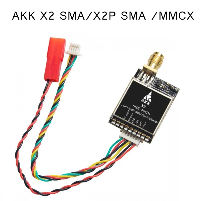 

AKK X2 SMA/X2P SMA /MMCX 25mW/200mW/500mW/800mW 5.8GHz 37CH FPV Transmitter & Smart Audio OSD PIT Mode For RC Models Accs