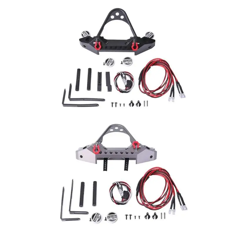 

Metal Rear Bumper Simulation Trailer Car Hopper Trail Tires For 1:10 RC Crawler Car Traxxas SCX10II 90046 2LED Lights