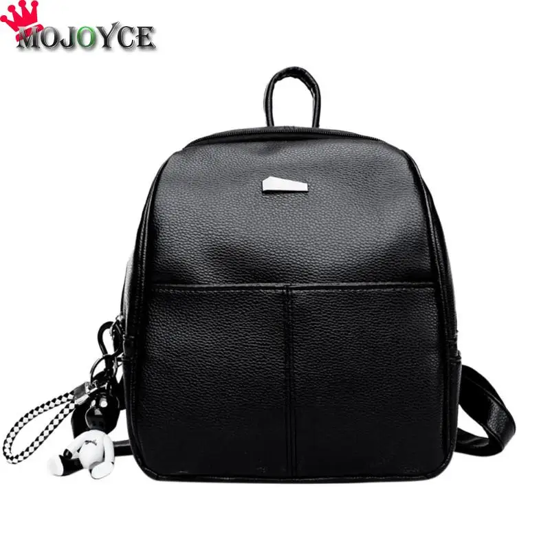 Women PU Leather Backpacks Teenage Girls Zipper Travel School Shoulder